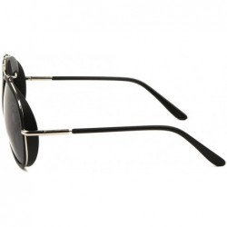 Aviator Oversized Outdoorsman Aviator Sunglasses w/Brow Bar & Side Shields - Black & Gold Frame - C8187D8K35U $15.14