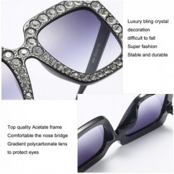 Sport Women Rhinestone Sunglasses Oversized Square Gradient Lens - Pink - CX189MST249 $12.03