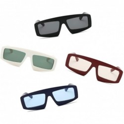 Rectangular Women Retro Vintage Futuristic Flat Lens Rectangular Sunglasses - Black - C718I8YNSHG $7.29