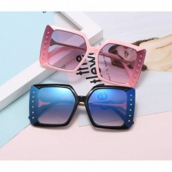 Shield Vintage Retro Oversized Square Sunglasses Fashion Diamond Decoration Gradient Sun Glasses Female UV400 Shades - CP198Z...