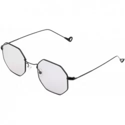 Oversized Small Modern Geometric Hexagonal Metal Frames Colored Flat Lens Sunglasses - Grey/Black - CN186WDMT3L $16.15