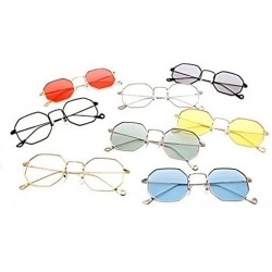 Oversized Small Modern Geometric Hexagonal Metal Frames Colored Flat Lens Sunglasses - Grey/Black - CN186WDMT3L $16.15