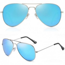 Aviator Classic Aviator Sunglasses for Men Women Metal Frame Mirrored Flat UV400 Lens Protection - C918S7QNLXD $8.84
