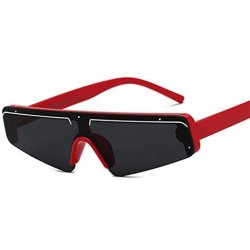 Goggle Flat Top Half Frame Sunglasses Women Retro Stripe Men Shades Rimless - Red Stripe Black - CO18Y5E6ET4 $20.87