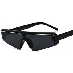 Goggle Flat Top Half Frame Sunglasses Women Retro Stripe Men Shades Rimless - Red Stripe Black - CO18Y5E6ET4 $20.87