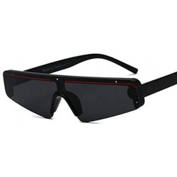 Goggle Flat Top Half Frame Sunglasses Women Retro Stripe Men Shades Rimless - Red Stripe Black - CO18Y5E6ET4 $20.87