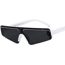 Goggle Flat Top Half Frame Sunglasses Women Retro Stripe Men Shades Rimless - Red Stripe Black - CO18Y5E6ET4 $20.87