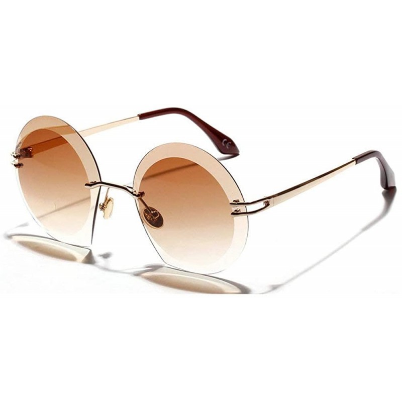 Rimless New Fashion Women Luxury Brand Deisgner Rimless Sun Glasses Vintage Diamond Cut Ocean Lens Sunglass UV400 - CB18NYUYG...