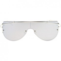 Oversized Super Wide Oversized Sunglasses Wire Metal Flat Top Frame Mirror Lens - Silver (Silver Mirror) - CR1872IL83M $13.95