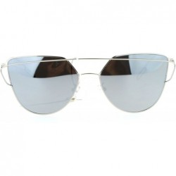 Wayfarer Wire Metal Flat Top Rim Futuristic Unique Horn Rim Sunglasses - Silver Mirror - CZ12DA4L19R $15.65