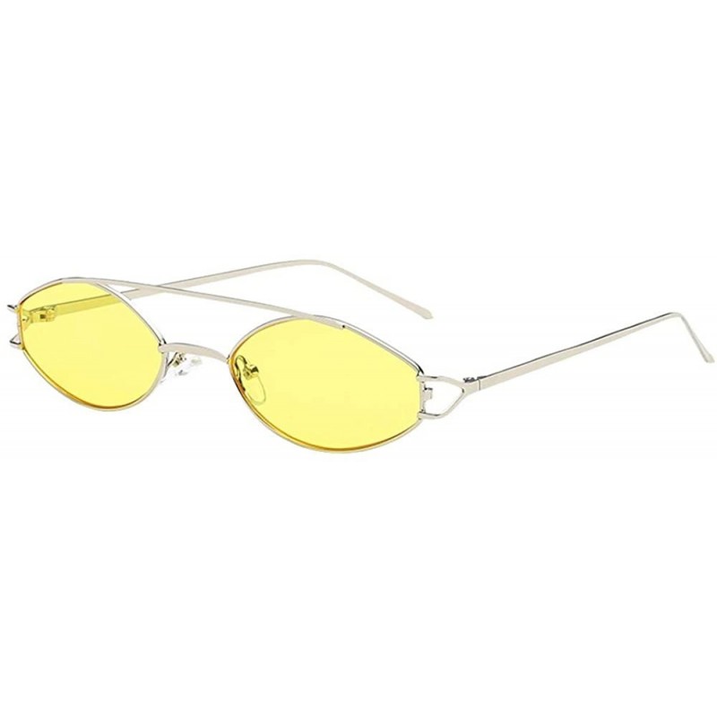 Square Sunglasses Goggles Glasses Polarized Eyewear Women - Yellow - CR18QQRNL9Z $8.99