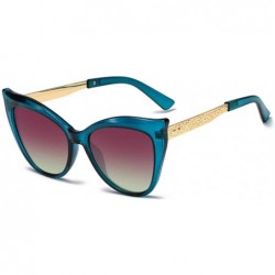 Cat Eye Fashion Lady cat Eye Metal Classic Round Sunglasses 100% UV400 Protection - Blue Purple - C418X5H7ANZ $25.27