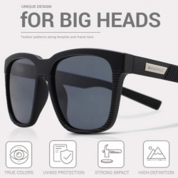 Sport Polarized Sunglasses for Men Larger Sized Square Frame for Big Heads 8023 - Black&grey - CR18WTGLWC6 $13.96