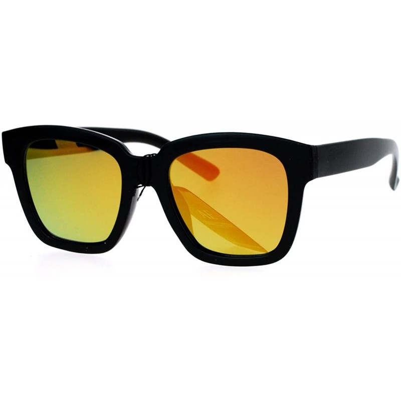 Square Classic Black Square Sunglasses Color Mirror Lens Stylish Chic Frame - Black - C8187C59633 $11.20