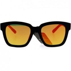 Square Classic Black Square Sunglasses Color Mirror Lens Stylish Chic Frame - Black - C8187C59633 $11.20