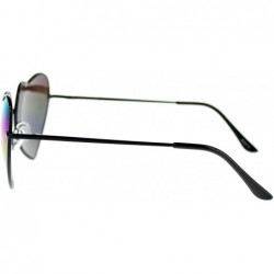 Aviator Womens Rusta Mirrored Mirror Lens Heart Shape Wire Rim Retro Sunglasses - Black - CJ11NI0G1R7 $9.98