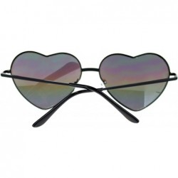 Aviator Womens Rusta Mirrored Mirror Lens Heart Shape Wire Rim Retro Sunglasses - Black - CJ11NI0G1R7 $9.98
