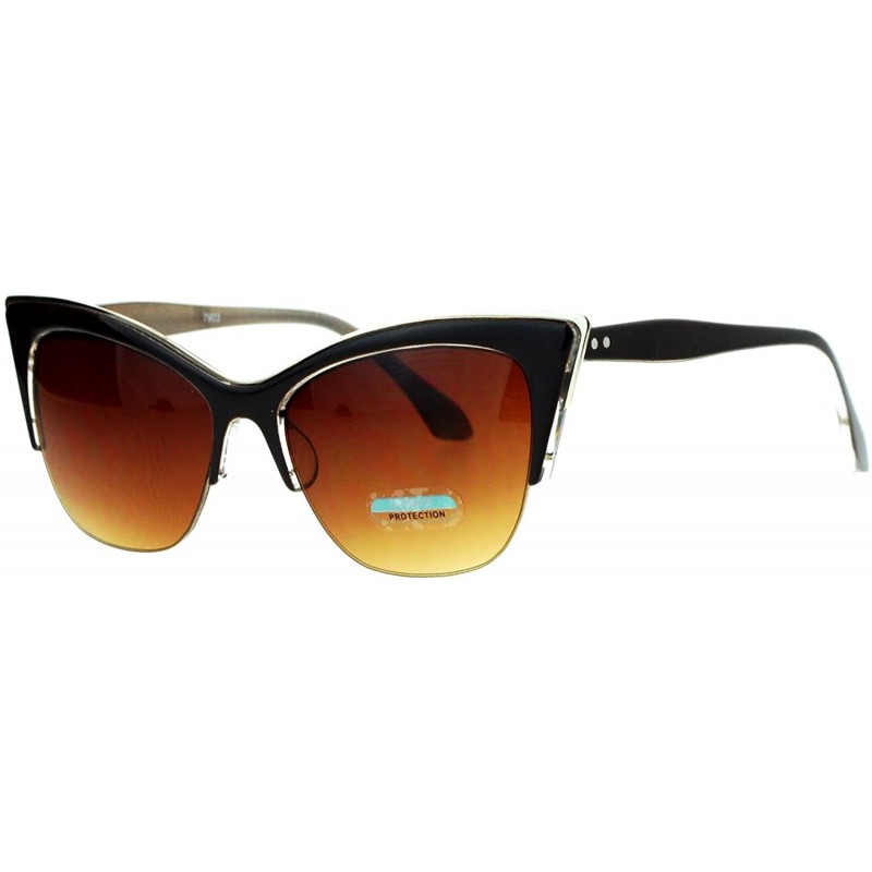 Cat Eye High Point Half Rim Gothic Cat Eye Womens Sunglasses - Brown - CY12I79OSEL $9.72