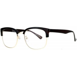 Wayfarer Mens Retro Half Horn Rim Horned Eye Glasses - Brown - CU12EPTI79J $9.10