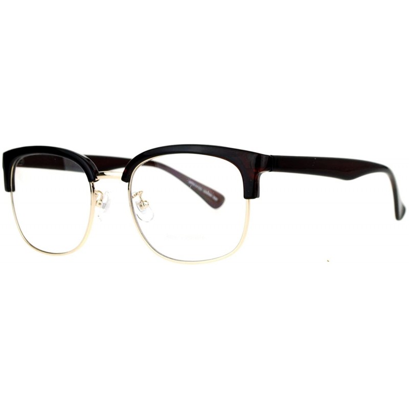 Mens Retro Half Horn Rim Horned Eye Glasses - Brown - CU12EPTI79J