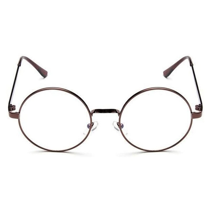 Unisex Flat Round Glasses Sunglasses - Coffee - CA1958ITXIX
