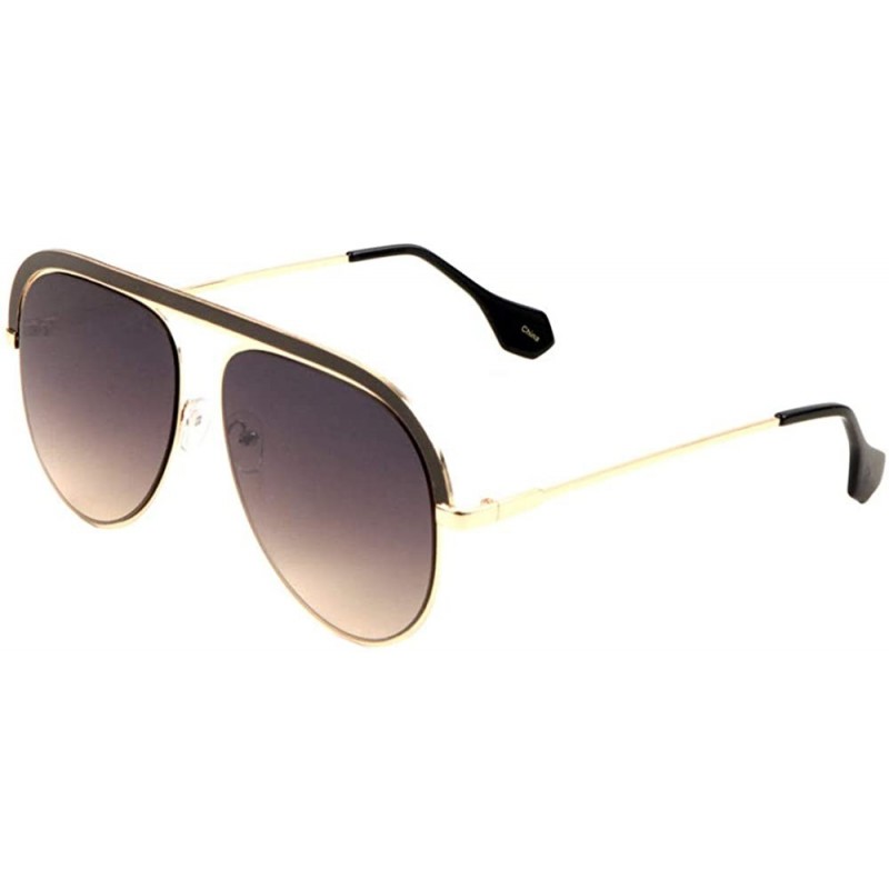 Aviator Bridge-less Round Curved Brow Piece Aviator Sunglasses - Smoke - CA197R8OUMO $16.13