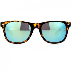 Wayfarer Real Bamboo Wood Temple Hipster Mirrored Lens Horned Sunglasses - Tortoise Teal - C9122JTSHFB $7.86