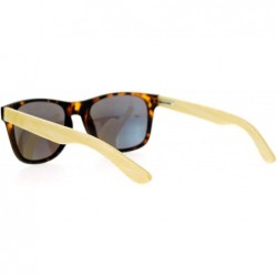 Wayfarer Real Bamboo Wood Temple Hipster Mirrored Lens Horned Sunglasses - Tortoise Teal - C9122JTSHFB $7.86