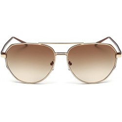 Oversized Women's Vintage Classic Full Mirrored Aviator Sunglasses UV400 59mm - Gold/Brown - CG12FPZNHQP $11.13