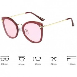 Cat Eye Women's Fashion Retro Metal Plastic Round Frame Cat Eye Sunglasses - Claret Red - C518W3D4GET $12.90