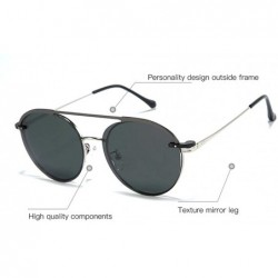 Round 2020 Men's Fashion Set Mirror Polarized One Mirror Multipurpose Retro Fashion Metal Ladies Sunglasses - Gun - CQ193EZW3...