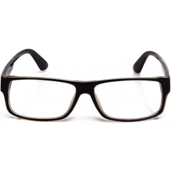 Square "Kayden" Retro Unisex Plastic Fashion Clear Lens Glasses - Black/Brown - CW11EIW4383 $11.56