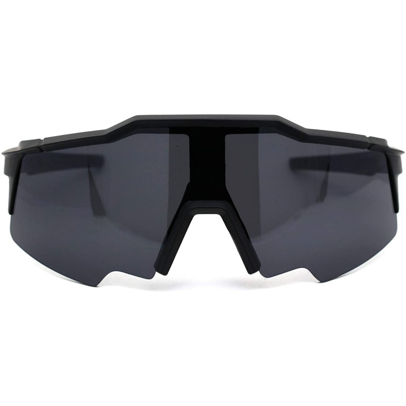 Robotic Futuristic Shield Plastic Sport Solid Black Lens Sunglasses ...