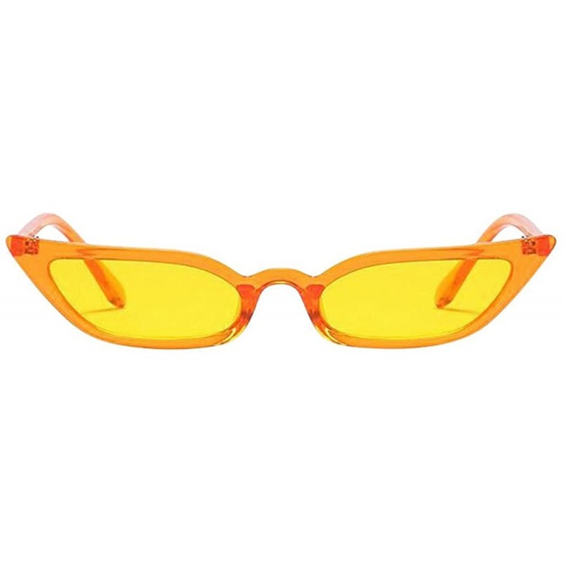 Sport Cat Eye Sunglasses for Women-Tigivemen Vintage Small Frame Eyewear UV400 - Yellow - C718RLXMUG9 $8.57