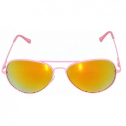 Aviator Colored Metal Frame with Full Mirror Lens Spring Hinge - Pink_mirror_lens - CN122DP4TNZ $11.54