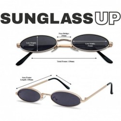 Oval Small Oval Vintage Sunglasses Slender Metal Frame Retro Steampunk Shades - Gold Frame - CS18EW0WE40 $11.66