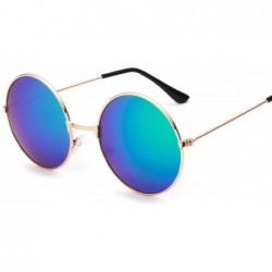 Oversized Retro Small Round Sunglasses Women Vintage Brand Shades Black Metal Sun Glasses - Goldblue - C018W3N0CZS $13.23