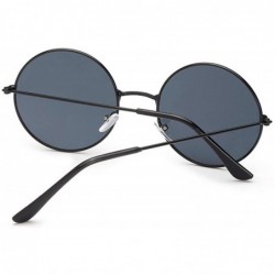 Oversized Retro Small Round Sunglasses Women Vintage Brand Shades Black Metal Sun Glasses - Goldblue - C018W3N0CZS $13.23