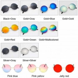 Oversized Retro Small Round Sunglasses Women Vintage Brand Shades Black Metal Sun Glasses - Goldblue - C018W3N0CZS $13.23