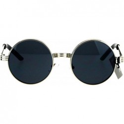 Round PASTL Fashion Sunglasses Unisex Round Circle 3 Tiered Metal Frame UV 400 - Silver (Black) - CM1857QXR3L $12.85