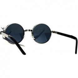 Round PASTL Fashion Sunglasses Unisex Round Circle 3 Tiered Metal Frame UV 400 - Silver (Black) - CM1857QXR3L $12.85