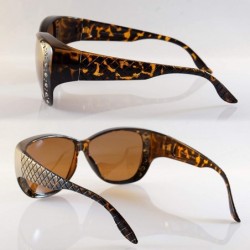 Butterfly Ladies Oversize Bling Polarized OTG Fit Over Quilted Arm Sunglasses P023 - Tortoise Brown - CZ18L3LTAYK $15.49