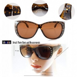 Butterfly Ladies Oversize Bling Polarized OTG Fit Over Quilted Arm Sunglasses P023 - Tortoise Brown - CZ18L3LTAYK $15.49