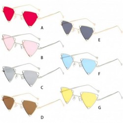 Rectangular Unisex Vintage Inverted Triangle Sunglasses With Retro Hollow Out Metal Frame - Blue - C0196UMASMM $9.44