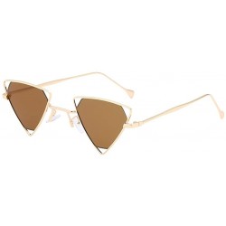 Rectangular Unisex Vintage Inverted Triangle Sunglasses With Retro Hollow Out Metal Frame - Blue - C0196UMASMM $9.44