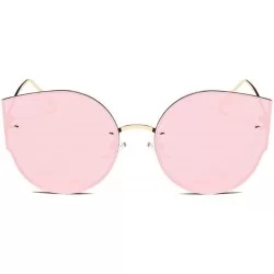 Semi-rimless Oversized Sunglasses for Women Mirrored Cat Eye Sunglasses with Glasses Chain Glasses Case Glasses Cloth - B - C...