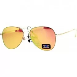 Aviator Air Force Aviator Sunglasses Unisex Spring Hinge Metal Frame Mirror Lens - Gold (Pink Mirror) - CD1853L85E7 $20.66