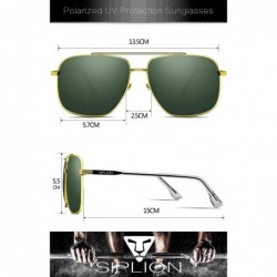 Oversized Men's Driving Sunglasses Polarized UV Protection Rectangular Metal sun glasses - Darkgreen - C618QA4NTQ8 $21.71