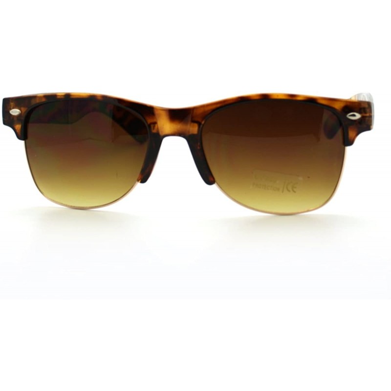 Wayfarer Unisex Fashion Sunglasses Stylish Chic Short Half Horn Rim Frame - Tortoise - CO11E2E1YXJ $7.98