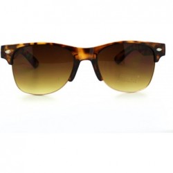 Wayfarer Unisex Fashion Sunglasses Stylish Chic Short Half Horn Rim Frame - Tortoise - CO11E2E1YXJ $7.98